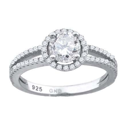 925 Sterling Silver Womens Cubic Zirconia Fashion Halo Engagement Ring Size 6