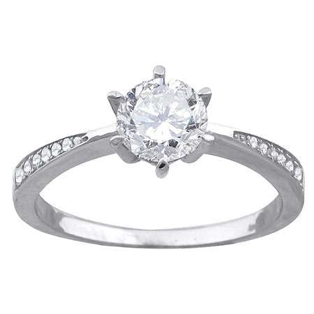 925 Sterling Silver Womens Cubic Zirconia Engagement Ring Size 6