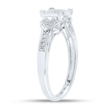 10kt White Gold Womens Round Diamond Heart Square Cluster Ring 1/10 Cttw