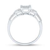 10kt White Gold Womens Round Diamond Heart Square Cluster Ring 1/10 Cttw