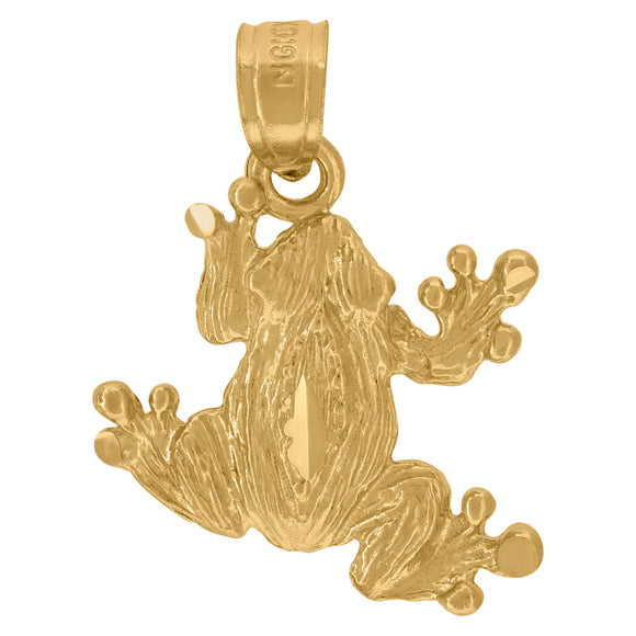 10kt Yellow Gold Diamond-cut Unisex Toad Frog Ht:19.1mm x W:15.1mm Animal Charm Pendant