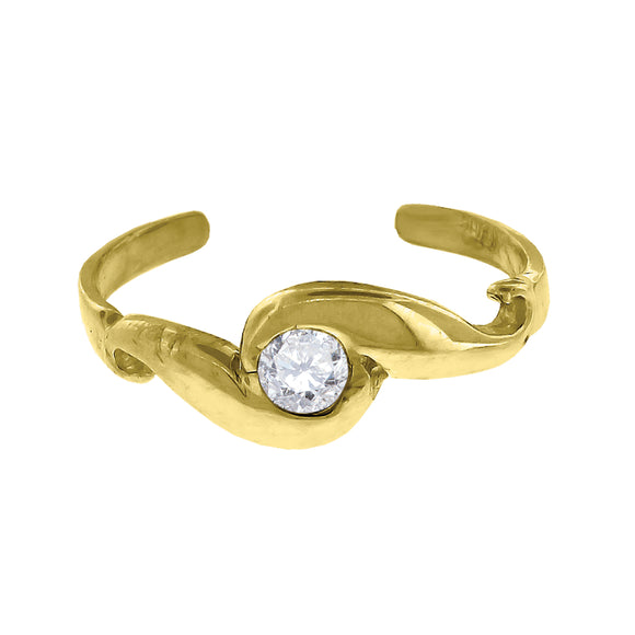 10kt Yellow Gold Womens Cubic Zirconia Twisted Toe Ring