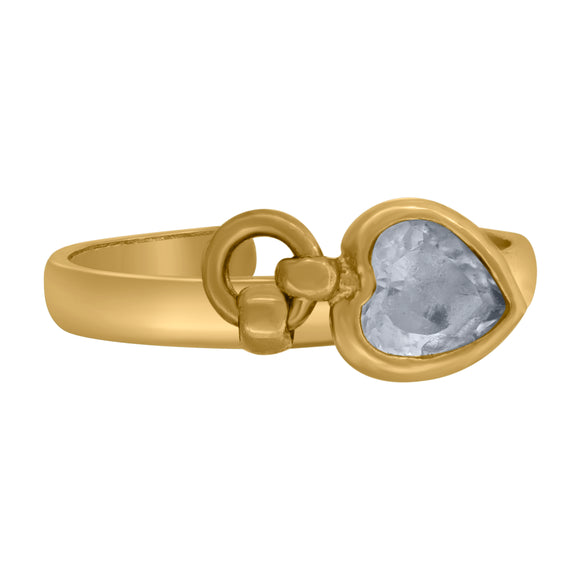 10kt Yellow Gold Womens Round Cubic Zirconia Heart Toe Ring