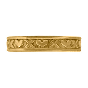 10kt Yellow Gold Womens Textured X And Hearts Toe Ring