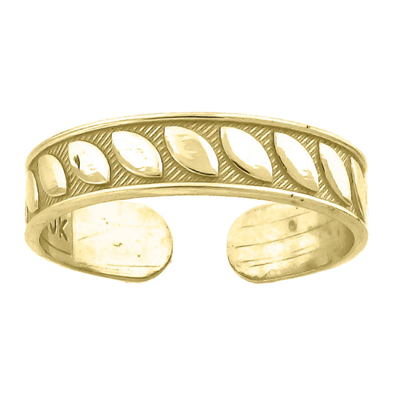 10kt Yellow Gold Womens Textured Leaf Toe Ring