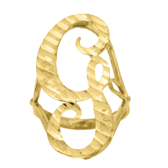 10kt Yellow Gold Womens Diamond-cut Initial Letter G Band Ring