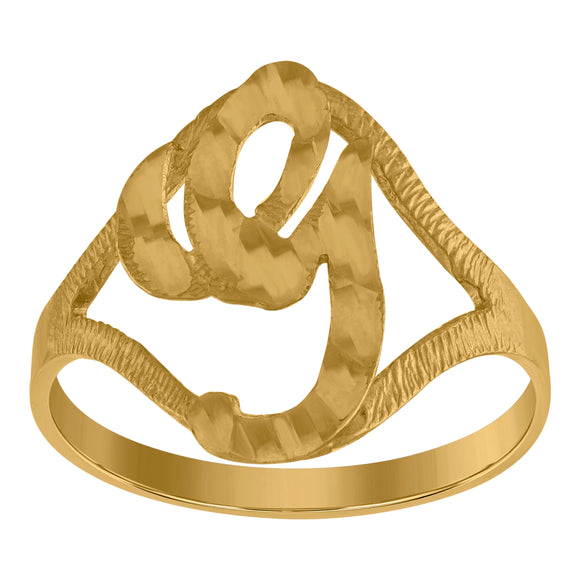 10kt Yellow Gold Womens Diamond-cut Textured Initial Letter G Band Ring