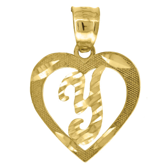10kt Yellow Gold Diamond-cut Womens Letter Y Ht:20mm x W:14.7mm Initial Charm Pendant