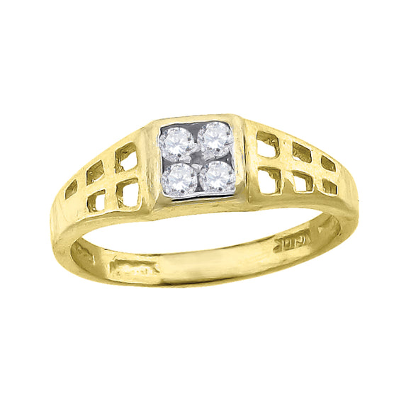 10kt Two-tone Gold Womens Cubic Zirconia Square Engagement Ring