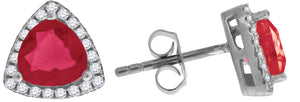 925 Sterling Silver Womens Red Cubic Zirconia Triangle Stud Earrings
