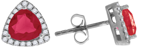 925 Sterling Silver Womens Red Cubic Zirconia Triangle Stud Earrings