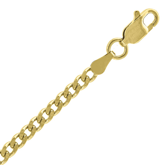 10kt Yellow Gold Unisex Solid Cuban Bracelet 2.5mm 9 Inches