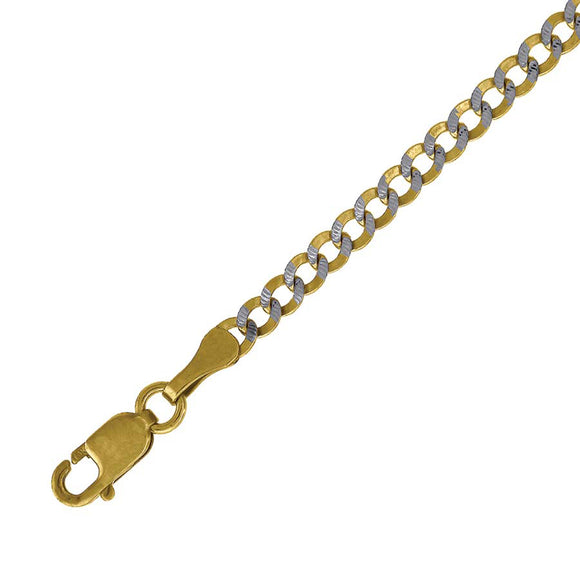 10kt Two-tone Gold Unisex Solid Pave Cuban Bracelet 2.5mm 9 Inches