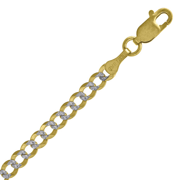 10kt Two-tone Gold Mens Solid Pave Cuban Bracelet 3.6mm 9 Inches