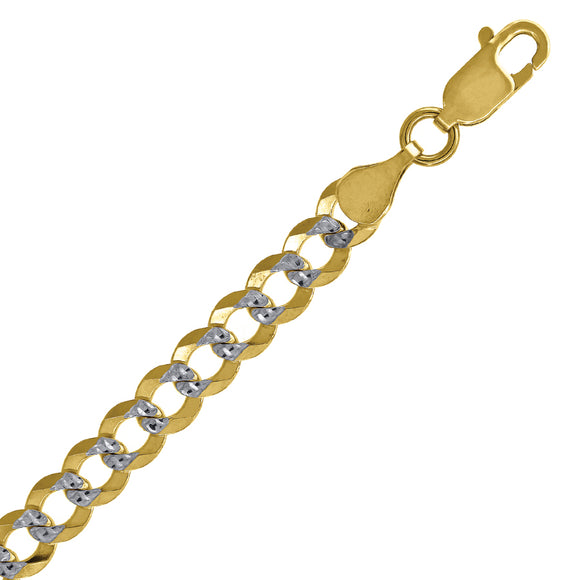 10kt Two-tone Gold Unisex Solid Pave Cuban Chain 4.7mm 30 Inches