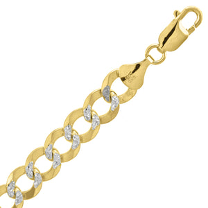 10kt Two-tone Gold Unisex Solid Pave Cuban Chain 9.7mm 30 Inches