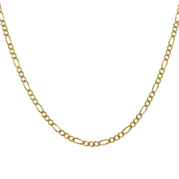 10kt Yellow Gold Mens Solid Figaro Bracelet 2.0mm 9 inches
