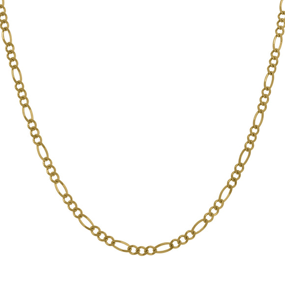 10kt Yellow Gold Mens Solid Figaro Bracelet 2.5mm 9 inches