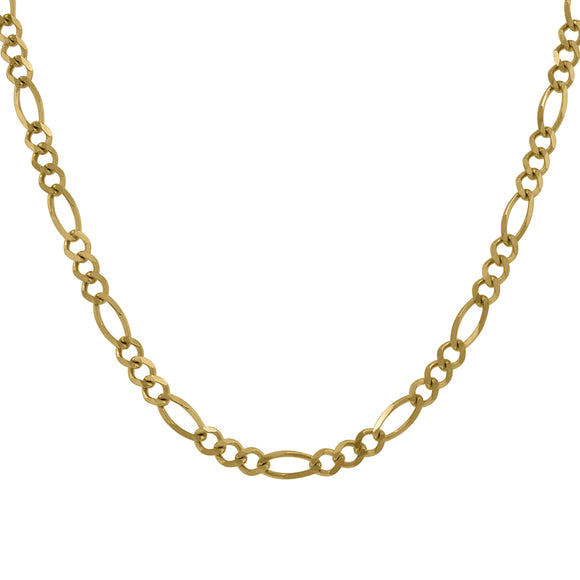 10kt Yellow Gold Mens Solid Figaro Bracelet 3.5mm 9 inches