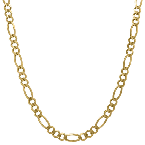 10kt Yellow Gold Mens Solid Figaro Bracelet 4.5mm 9 inches