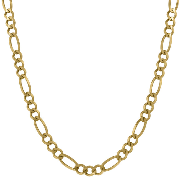 10kt Yellow Gold Mens Solid Figaro Bracelet 5.5mm 9 inches