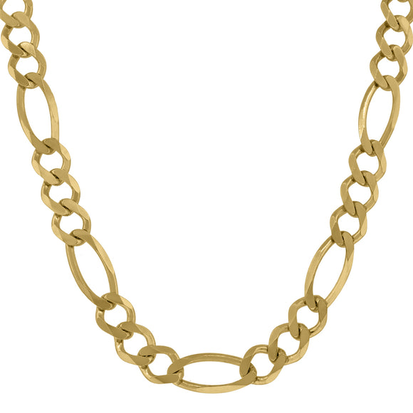10kt Yellow Gold Mens Solid Figaro Bracelet 8.0mm 9 inches