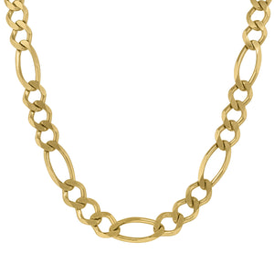 10kt Yellow Gold Mens Solid Figaro Bracelet 9.0mm 9 inches