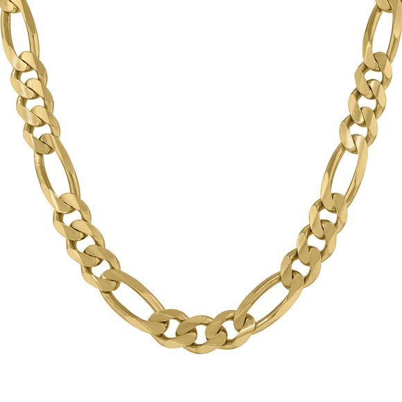 10kt Yellow Gold Mens Solid Figaro Bracelet 11.5mm 9 inches