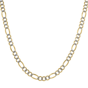 10kt Two-tone Gold Mens Solid Figaro Pave Bracelet 4.5mm 9 inches