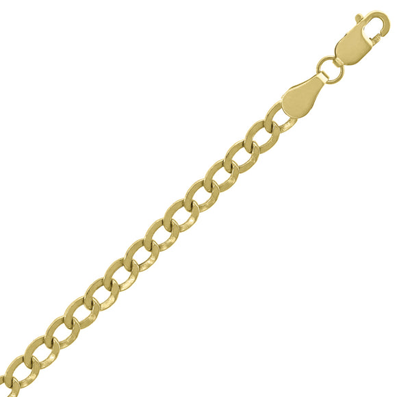 10kt Yellow Gold Mens Hollow Cuban Bracelet 3.9mm 9 Inches