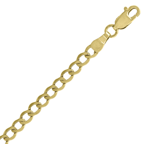 10kt Yellow Gold Mens Hollow Cuban Bracelet 4.6mm 8 Inches