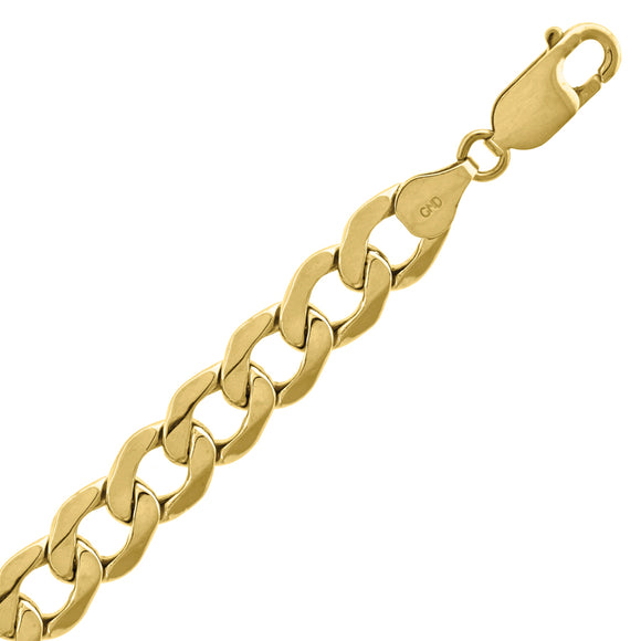10kt Yellow Gold Mens Hollow Cuban Bracelet 7.7mm 9 Inches