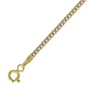 10kt Two-tone Gold Unisex Hollow Pave Cuban Bracelet 2.2mm 8 Inches