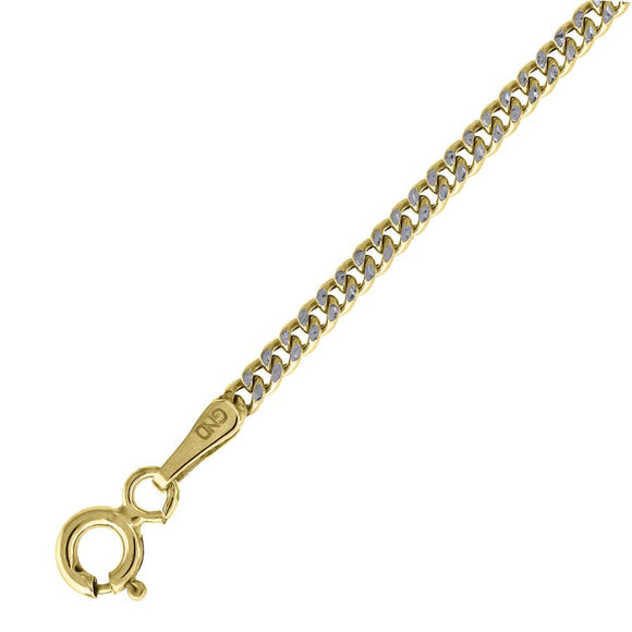 10kt Two-tone Gold Unisex Hollow Pave Cuban Bracelet 2.2mm 8 Inches