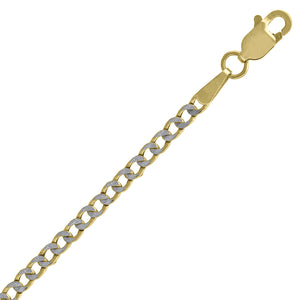 10kt Two-tone Gold Unisex Hollow Pave Cuban Bracelet 2.4mm 9 Inches
