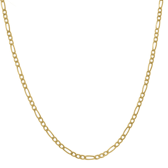 10kt Yellow Gold Mens Hollow Figaro Bracelet 2.0mm 9 inches