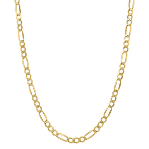 10kt Yellow Gold Mens Hollow Figaro Bracelet 4.0mm 9 inches