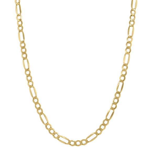 10kt Yellow Gold Mens Hollow Figaro Bracelet 4.0mm 9 inches