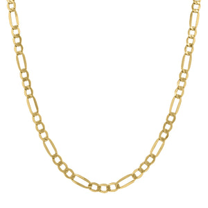10kt Yellow Gold Mens Hollow Figaro Bracelet 4.7mm 9 inches