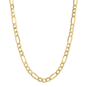 10kt Yellow Gold Mens Hollow Figaro Bracelet 6.3mm 9 inches