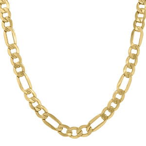 10kt Yellow Gold Mens Hollow Figaro Bracelet 8mm 9 inches