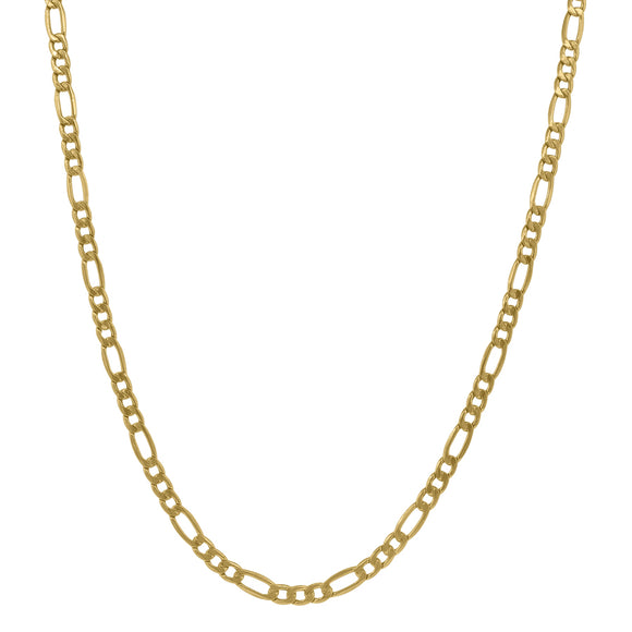 10kt Yellow Gold Mens Hollow Figaro Bracelet 3.5mm 9 inches