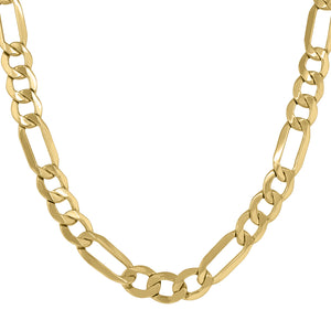 10kt Yellow Gold Mens Hollow Figaro Bracelet 9.5mm 9 inches