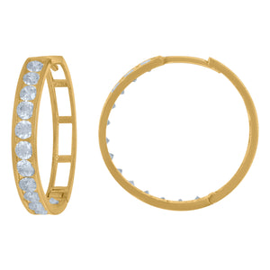 10kt Yellow Gold Womens Single Row CZ Cubic Zirconia Hoop Earrings