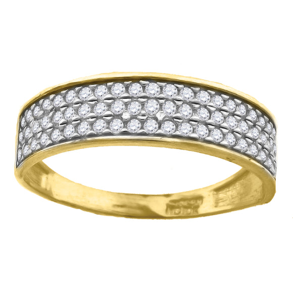 10kt Two-tone Gold Womens Round Cubic Zirconia Three Row Engagement Ring
