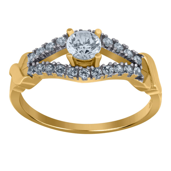 10kt Two-tone Gold Womens Cubic Zirconia Engagement Ring