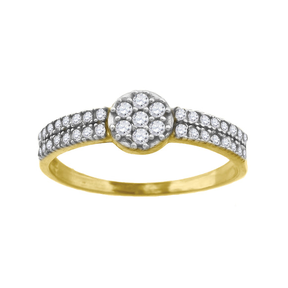 10kt Two-tone Gold Womens Cubic Zirconia Double Row Engagement Ring