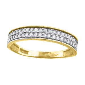 10kt Two-tone Gold Womens Round Cubic Zirconia Two Row Engagement Ring