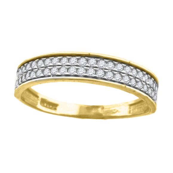10kt Two-tone Gold Womens Round Cubic Zirconia Two Row Engagement Ring