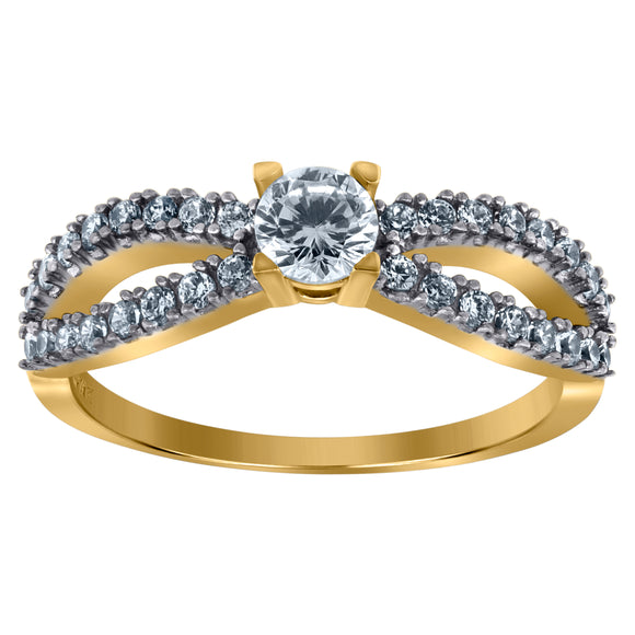 10kt Two-tone Gold Womens Cubic Zirconia Love Infinity Engagement Ring